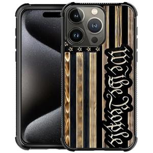 DAIZAG Compatible with iPhone 16 Pro Max Case,All-Round Protection Shockproof Anti-Scratches TPU Cover,Cases for Man Woman-We The People USA Flag Wood Grain American Flag