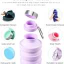Nefeeko Collapsible Water Bottle, Reuseable BPA Free Silicone Foldable Water Bottles for Travel Gym Camping Hiking, Portable Leak Proof Sports Water Bottle with Carabiner