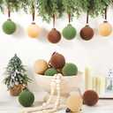 30Pcs Velvet Christmas Balls Bulk Flocked Christmas Tree Ball Ornament Plastic Balls Xmas Decorative Hanging Ornaments Xmas Tree Decoration(2.36 Inch,Green, Brown, Beige)