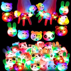 24Pack Light Up Rings Glow in The Dark Party Supplies,Light up Party Favors,Easter Basket Stuffers Goodie Bag Stuffers,Birthday Easter Party Favors Classroom Prizes Cute Animal Box for Kids Boys Girls