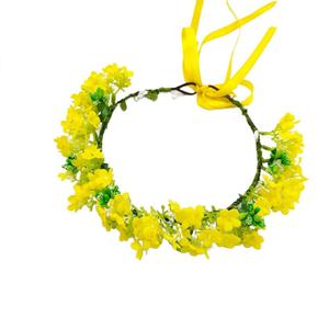 Flower Crown for Women, Floral Headband Women Headpiece Flower Hair Accessories for Weeding Bride Cosplay Party Festival Photos (Rape Flower Yellow Green, Adjustable)