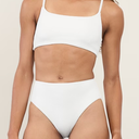 High Waisted Bikini Sets Two Piece Swimsuit Tummy Control Bathing Suit Full Coverage Swimwear, Size L, White
