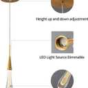 LMQNINE Kitchen Light Fixtures Ceiling Dimmable LED Modern Gold Pendant Light Mini Teardrop Crystal Pendant Light for Kitchen Island Bedroom Hallway Entryway (3-Pack)
