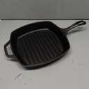 Lodge Square Cast Iron Grill Pan 10.5 Inches - Pre-Seasoned Square Skillet - Ridged Burger Grill Pan - Even Heat Distribution - PFAS-Free Non-Toxic Cookware