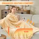 Electric Blanket Heated Throw, Soft Flannel 50"x60" Heating Blanket with 8 Hours Auto Off 10 Fast Heating Levels Machine Washable Sherpa Heated Blanket with Overheating Protection