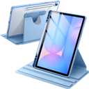 JETech Rotating Case for Samsung Galaxy Tab S10 Lite / S10 FE / S9 FE 10.9-Inch / S9 11-Inch with S Pen Holder, 360 Degree Rotation Protective Stand Cover Clear Back, Auto Wake/Sleep (Blue)