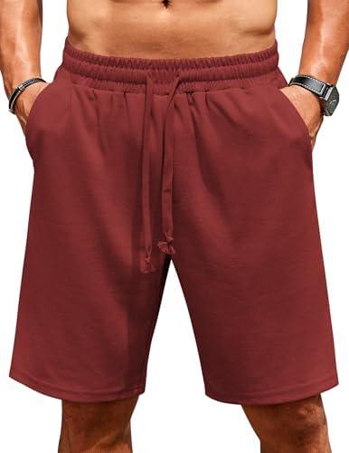 COOFANDY Men Casual Shorts Elastic Waist Drawstring Shorts Stretch Summer Beach Shorts with Pockets, L