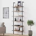 Nathan James Theo 6-Shelf Tall Bookcase, Wall Mount Bookshelf with Reclaimed Wood and Industrial Metal Frame, Oak/Black (1)