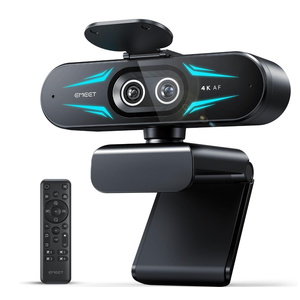 EMEET C60E Dual-Camera 4K Webcam for Streaming, Wide-Angle and Telephoto Cameras, Max 11X Hybrid Zoom & PDAF Autofocus, Remote Control, RGB Lighting, 2 Mics, Ideal for Livestreaming and Online Meeting