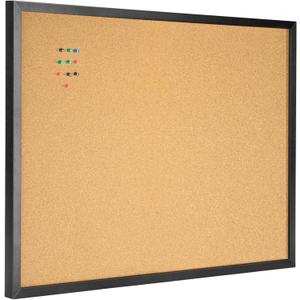 OWLKELA 24'' x 36'' Cork Board Bulletin Board, Black Framed Corkboard, Black Oak Frame Corkboard, Vision Board and Decorative Hanging Pin Board