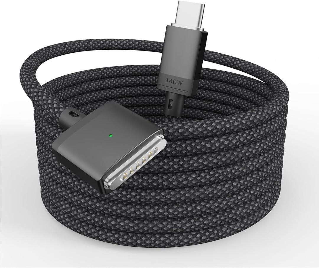 USB-C to Magnetic 3 Cable Compatible with Magsafe Charging Cable for 14 16 MacBook Pro 2024 M3 Pro & Max, MacBook Air 2022 M2, Pro 2023 M2 Pro & Max - 6.6ft Black