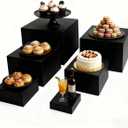 6PCS Buffet Risers,acrylic display risers,Dessert table display set Display Racks for Gatherings,Catering,Jewelry,and Collectibles (3in to 8in black)