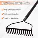 Garden Rake for Lawn Heavy Duty, 14 Tines Metal Rake with Thick Fiberglass Handle, 58 Inches