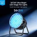 BETOPPER Par Lights with Remote Control, 54x3W LED RGB 3-in-1 Stage Lights DMX DJ Lighting Fixtures, Superior Brightness Strobe Light & Wash Light for Party, Concert, Church, Wedding, Bar,4 Pack