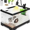 Turtle Tank Kit,PC Large Red Eared Slider Aquarium,Aquatic Baby Tortoise Habitat for Fishes and Amphibians,Include Filter*1,Filter Plates*2,Plants*2,Lamp*1,Bulb*1,Stone*1,Basking Platform*1 (L(15.75*8.07*8.85inch))
