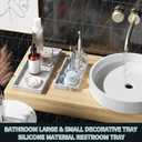 BBK Bathroom Vanity Tray - 2 Pack (7.8" and 11.8") Silicone Bathroom Trays for Counter, Perfume Key Trinket Ring Tray, Decor Soap Dispenser Countertop Tray for Kitchen Sink Organization (Marble Gray)