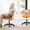 Sweetcrispy Small Office Chair, Ergonomic Low-Back Mesh Rolling Work Swivel Chairs with Wheels, Armless Comfortable Seat Lumbar Support for Home, Bedroom, Study, Student, Adults,Classic Orange