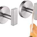 Robe Hook Brushed Nickel Bath Towel Hooks Stainless Steel Wall Hooks for Bathroom Kitchen Closet Garage Door Hanger 2 Pack, AN1001BR-P2