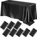 Lounsweer 8 Packs Satin Tablecloth 102 x 58 Inches Rectangle Table Cover Silk Smooth Fabric Party Table Cloth for Rectangle Parties, Holiday Dinner Wedding Banquet Decoration(Black)