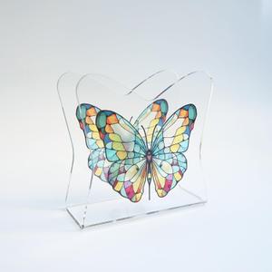 Acrylic Transparent Crystal Decorative Butterfly Tabletop Napkin Holder For Table/Freestanding Tissue Dispenser