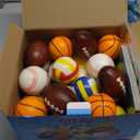AugToy 24 Pack Stress Ball Classroom Prizes Party Favor for Kids Prefilled Easter Eggs Foam Sports Squeeze Toys Goodie Bag Stuffers Bouncy Balls Boys Baseballs Basketball Football Bulk Toys