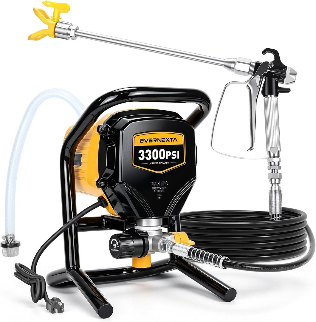 Airless Paint Sprayer, 3300PSI Electric Paint Sprayer, Adjustable Pressure