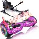 Hoverboard with Seat Attachment Combo, 6.5" Self Balancing Hover Boards with Bluetooth Speakers and LED Lights for Kids Adults Girls Boys(Include Go-Kart)