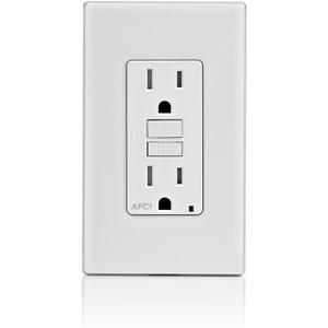 Leviton AFCI Outlet, 15 Amp, Self Test, Tamper-Resistant with LED Indicator Light, Protection from Electrical Fires, AFTR1-W, White