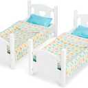Melissa & Doug Mine to Love Wooden Play Bunk Bed for Dolls up to 18 inches-Stuffed Animals - White (2 Beds, 17.4H x 9.1W x 20.7L Assembled and Stacked)