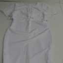Memoriesea Women's Layered Half Sleeve Round Neck Bodycon Pencil Party Midi Dress White XL