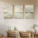 Large Framed Sage Green Abstract Landscape Wall Art, 3 Piece Modern Canvas Prints Paintings Artwork for Walls, Minimalist Nature Pictures for Living Room Dining Room Hallway Wall Decor, 20x30 In