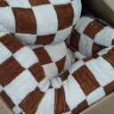 LE SURE Cute Dog Bed for Large Dogs - Washable Pet Beds,Cozy Rectangle Orthopedic Sofa with Jacquard Shaggy Plush & Anti Slip Bottom,36x27x8inches (Brown Checks)