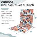 DYTXIII Outdoor High Back Chair Cushions Set of 2, 44"x22" Water Repellent Patio Seat Cushions with Elastic Sponge, All Weather Chair Pads for Rocking, Dining Chairs, Patio Furniture - Ruby Flower, 44”x22”x3”