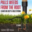Papa's Tools One-Piece Weed Puller Tool, Stand Up Weeder with Heavy Duty Solid Bamboo Handle, Ultra-Durable 4-Claw Steel Head, 43.5 Fully Assembled Long Handle Weed Remover for Lawn & Garden