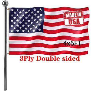 Jayus American US Flag 4x6 FT Outdoor Double Sided - Vivid Color 220D Heavy Duty United States Flag Banner with 2 Grommets