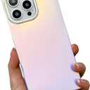KERZZIL Cute Holographic Compatible with iPhone 16 Pro Rectangle Case, Slim Colorful Glossy Soft TPU Silicone Protective Durable Cases Cover for Women Girls Blue Purple