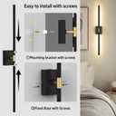 iThird Battery Operated Wall Sconces Set of 2: 10000mAh Rechargeable Wall Lights with Remote Control, 360 Rotate Wireless Wall Scone Decor for TV/Mirror Bedroom Living Room, 31.5 Inch, Black