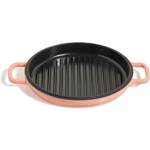 Cast Iron Hot Grill | Toxin-Free, 10.5" Round, Enameled Cast Iron Grill Pan | Indoor Serious Searing & Grill Marks | Oven Safe Up To 500°F | Easy To Clean & Maintain | Char