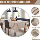 Fitable Faux Linen Tablecloth Rectangle 60 x 120 Inch - Rustic Fabric Table Cloth for 8 Foot Tables, Nature Faux Burlap Table Cover for Kitchen Dining, Party, Farmhouse