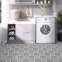 Elffloor Peel and Stick Floor Tile: 10 PCS Self-Adhesive Waterproof Vinyl Flooring,11.8" x 11.8" Retro Black Flowers Sticker for Bathroom, Kitchen, Bedroom