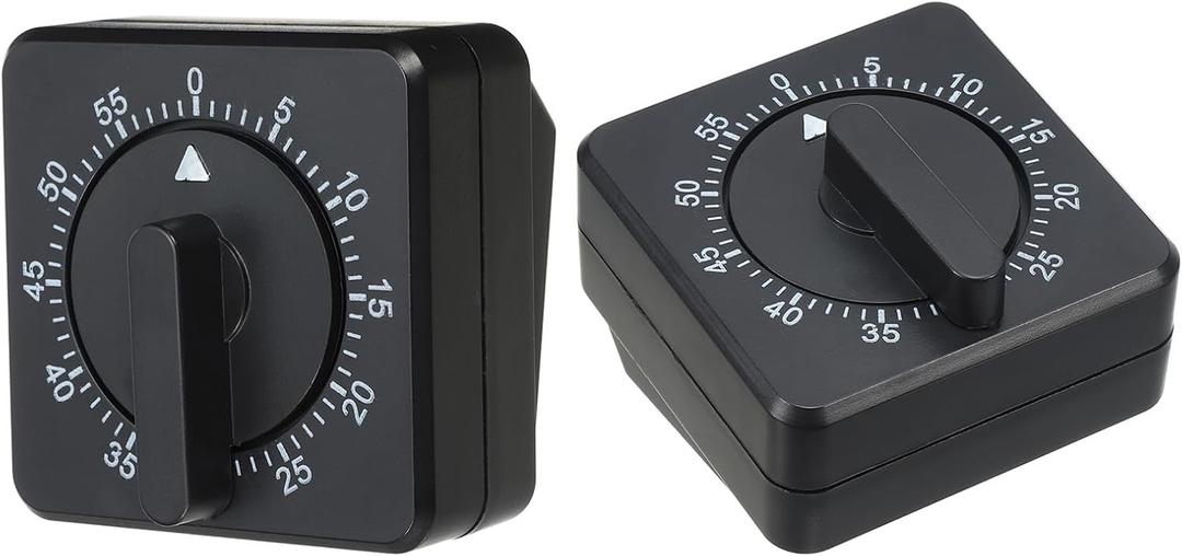 PATIKIL 60-Minute Visual Countdown Timer, 2 Pcs Mechanical Wind Up Timer for Home Kitchen Cooking Classroom Study Tool, Black