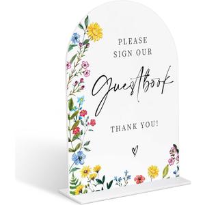 3 x Acrylic Wedding Signs Please Sign Our Guestbook Sign for Reception, 6x8" Floral Themed Arch Acrylic Table Decor, Love Is In Bloom & Baby In Bloom Decorations for Baby Shower Bridal Shower Engagement