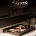 TIDITA 20"x14" Wooden Large Serving Tray, Walnut Color, Metal Handles