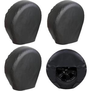 Moonet Tough Tire Covers for RV Wheel (4 Pack Black), Heavy Duty Thicken Sun Protector for Truck Motorhome Boat Trailer Camper Van SUV, for Tire Diameter 19"-21"