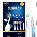 Electric Toothbrush with Water Flosser for Adults, 3in1 Sonic Brush & Floss Combo, Cordless Oral Irrigator, 3 Modes, 30Day Battery, Travel Toothbrush for Braces, Sensitive Gums, White