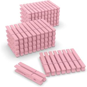  Pink Clothes Pins Wooden 100 Pack, Colored Clothespins for Craft Art Baby Shower Classroom 2.9 Inch