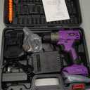Purple Brushless Cordless Drill Set, 20V Compact Power Driver Kit with Electric Motor, 20+3 Torque Setting, 48 N.m, 2 Variable Speed, 23pcs Driver Bits, and Tool Box for Women Men Home DIY