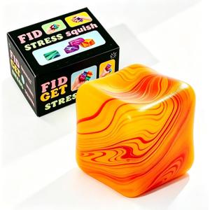 1 Pack Fidget Toys Squishy Stress Cube, Stress Balls for Kids Adults Squishies Stress Relief, Ice Sugar Sensory Toys for Kids with Autism, Fidgets for Classroom Prize Toys(Orange,1 Pack)