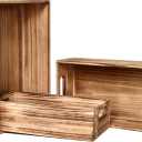 Set of 3 Wooden Boxes for Storage Small Crates for Display and Organizing, Farmhouse Style Storage Boxes for Crafts, Decor, Home Pantry and Living Room