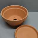 2 Pack 8 Inch Shallow Succulent Terracotta Pots with Drainage Hole and Saucer, Clay Plant Pots for Indoor and Outdoor Planter, Bowl Planter for Orchid, Cactus, Flowers